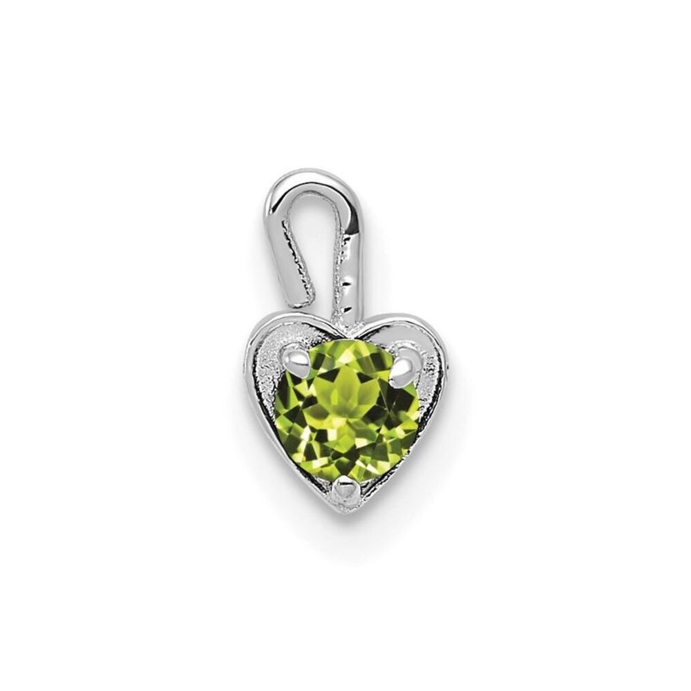 Aug Synthetic Peridot 14k White Gold Heart Pendant Enhancer, 5mm